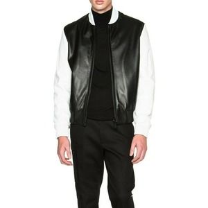 Calvin Klein Collection Iseo Two Tone Leather Plonge Bomber Jacket‎ 36/US Italy